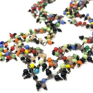 Artisan made vintage boho multi-colour bead and wire necklace